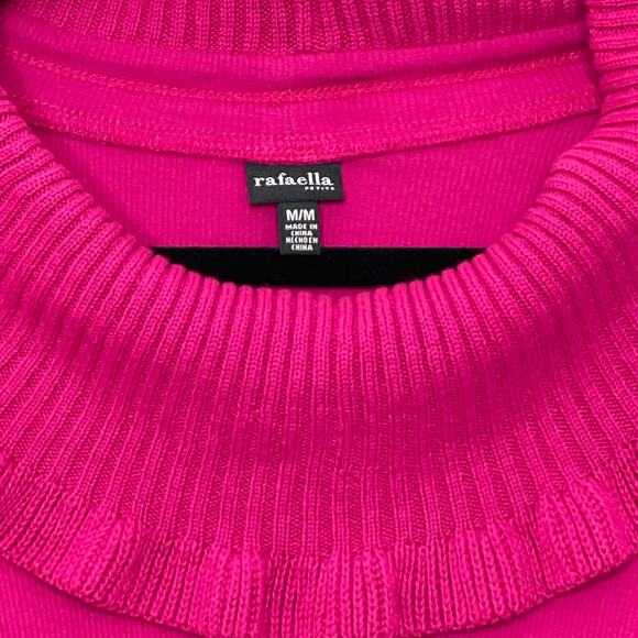 Rafaella Sweater Casual Cowl Neck Long Sleeve Knitted Pullover Barbie Pink M NWT - Picture 3 of 11